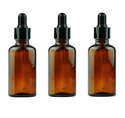 3Pcs 100ml/3.4oz Amber Glass Empty Refillable Dropper Bottles with Rubber Head and Internal Dropper Essential Oil Containers Cosmetic Sample Vials Dispensers for Aromatherapy Massage Oil Storage