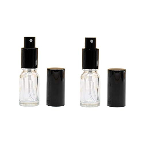 2PCS 10ml/0.34oz Empty Refillable Clear Glass Fine Mist Spray Bottles Perfume Sprayer Atomizer Travel Cosmetics Container Jar Pot Vials Holder Sample Storage for Fragrance Toner Pure Dew