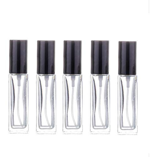 SYBL 5PCS 10ml/0.34oz Empty Refillable Rectangular Clear Glass Mist Spray Bottles Perfume Sprayer Atomizer Vials Sample Storage Portable Cosmetics Container Jar Pot Holder for Fragrance Toner Pure Dew