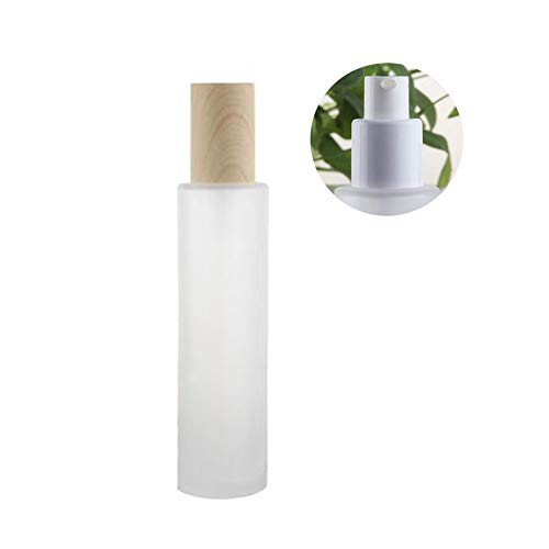 1PCS 120ML 4OZ Refillable Empty Frosted Glass Lotion Press Bottle with Lid and White Pump Head Liquid Foundation Dispenser Travel Jar Pot Emulsion Essence Storage Holder Cosmetic Container Vials