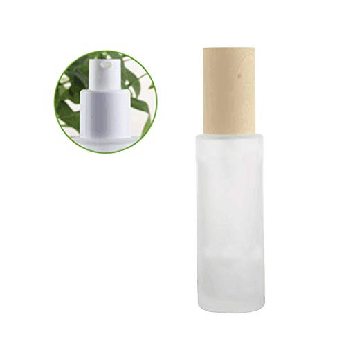 1PCS 60ML 2OZ Refillable Empty Frosted Glass Lotion Press Bottle with Lid and White Pump Head Liquid Foundation Dispenser Travel Jar Pot Emulsion Essence Storage Holder Cosmetic Container Vials