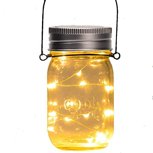 BIGBANBAN Solar Mason Jar Lid Lights, 20 LEDs Waterproof Fairy Firefly String Fairy Lights Solar for Mason Jar Patio Garden Wedding Table Decor Light (Mason jar Light)