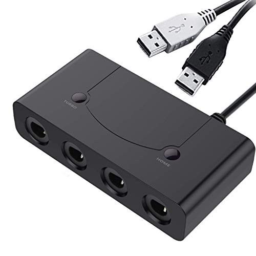 GameCube Controller Adapter for Switch, Wii U and PC, 4 Port / GC Adapter Switch for Super Smash Bros / GC Controller Adapter Turbo, Home Buttons