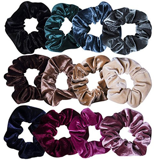 12 Pcs Hair Scrunchies Velvet Elastic Hair Bands Scrunchy Hair Ties Ropes Scrunchie for Women or Girls Hair Accessories - 12 Assorted Colors Scrunchies