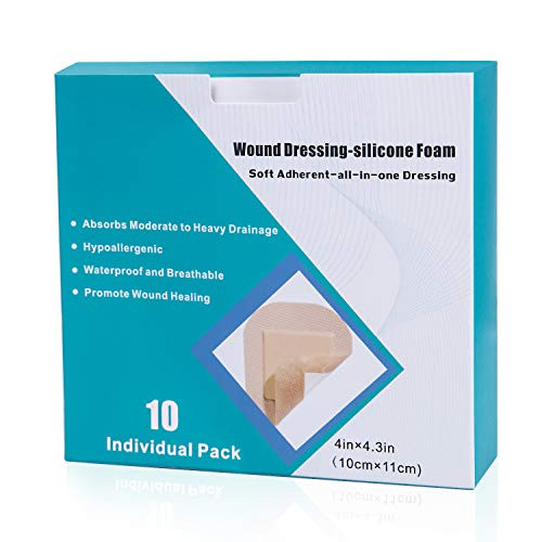 Silicone Foam Dressing 10 Pack with Border Adhesive Hydrophilic Foam Wound Dressing Waterproof Dressing for Wounds Care Silicone Foam Dressing 10 Pack with Border Adhesive Hydrophilic Foam Wound Dressing Waterproof Dressing for Wounds Care