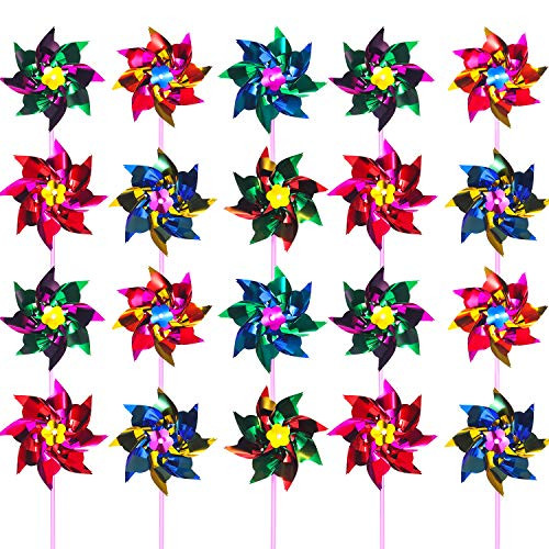 Hestya Plastic Rainbow Pinwheel, Lawn Pinwheels, Party Pinwheels Windmill Rainbow Pinwheel DIY Pinwheels Set for Kids Toy Garden Lawn Decor, 36 Pieces (15 cm, Multicolor A)