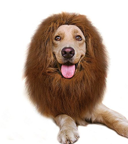 HWAYO Dog Lion Mane, Funny Dog Lion Wig for Medium to Large Sized Dogs, Lion Mane for Pet Festival Party Fancy Hair Dog Clothes Costume, Dark Brown HWAYO Dog Lion Mane, Funny Dog Lion Wig for Medium to Large Sized Dogs, Lion Mane for Pet Festival Party Fancy Hair Dog Clothes Costume, Dark Brown