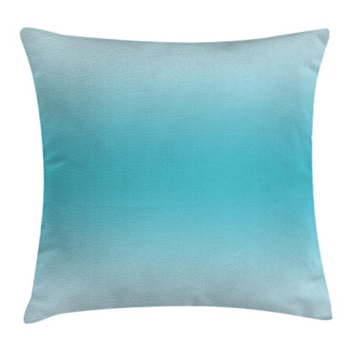 Ambesonne Ombre Throw Pillow Cushion Cover, Abstract Theme Tropical Beach Cove Aquatic Ombre Design Digital Printed Artwork Print, Decorative Square Accent Pillow Case, 18" X 18", Turquoise
