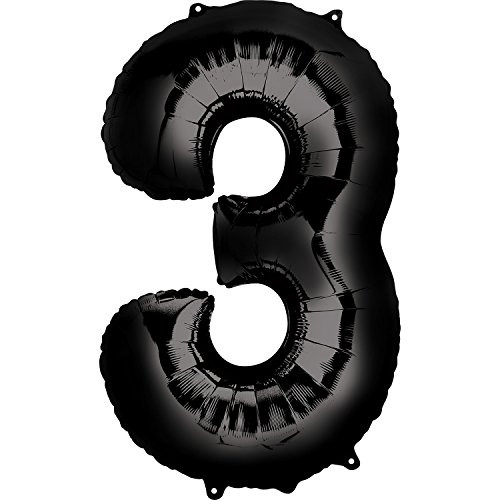 Anagram 30142 Number 3 Black Foil Balloon 34",