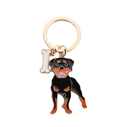 BBEART Dog Key-Ring Keychain,Pet Pendant Key-Ring Memorial Puppy ID Tags Metal Keyring Gifts for Dogs (Rottweiler)