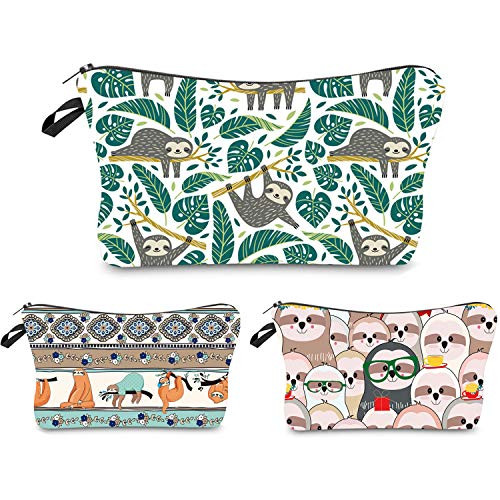 Makeup Bag Funny,Travel Portable Cosmetic Bags Organizer Small Multifunction 3D Printing Toiletry Handbag Waterproof Brushes Storage Pouch for Women Purse (Tree Sloths)