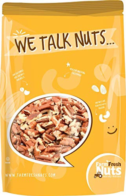 Whole, Shelled & Raw Georgia Chopped Pecans by Farm Fresh Nuts | 1 LB Bag of Southern Tastiness | Unsalted & Handpicked for Freshness | Perfect For Pecan Pie, Cookie, Praline, Butter Recipes & More