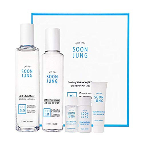 ETUDE HOUSE Soonjung Skin Care 2 Set (Free Toner + Emulsion + Cream) - Hypoallergenic Skin Soothing and Moisturizing Skincare for Sensitive Skin ETUDE HOUSE Soonjung Skin Care 2 Set (Free Toner + Emulsion + Cream) - Hypoallergenic Skin Soothing and Moisturizing Skincare for Sensitive Skin