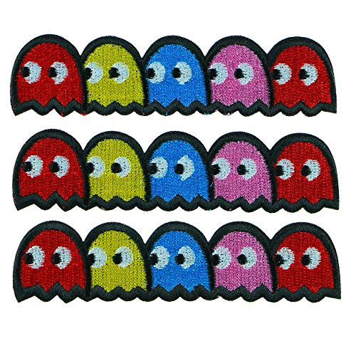 3 Patches - Pacman Ghosts Blinky Pinky Inky Clyde 102.5 cm,Iron/Sew on patch