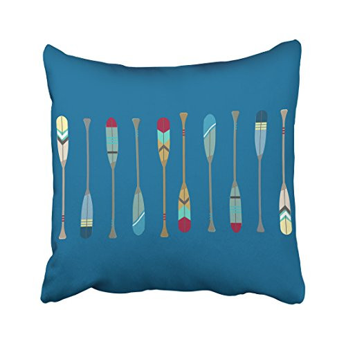 Pakaku Throw Pillows Covers for Couch/Bed 18 x 18 inch,Vintage Oars Home Sofa Cushion Cover Pillowcase Gift Decorative Hidden Zipper Design Cotton and Polyester Blended Soft Touch