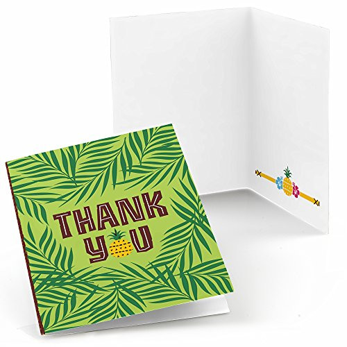 Big Dot of Happiness Tiki Luau - Tropical Hawaiian Summer Party Thank You Cards (8 Count)