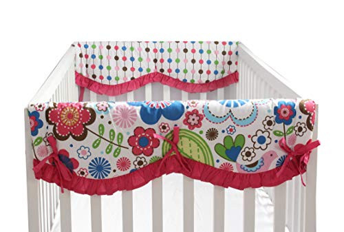 Bacati Botanical 2 Piece Crib Rail Guard Cover with Polyester Filling, Purple