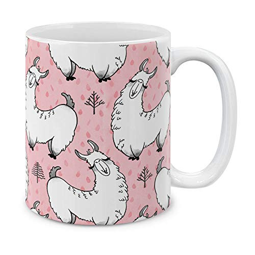MUGBREW Pink Llama Pattern Ceramic Coffee Mug Tea Cup, 11 OZ