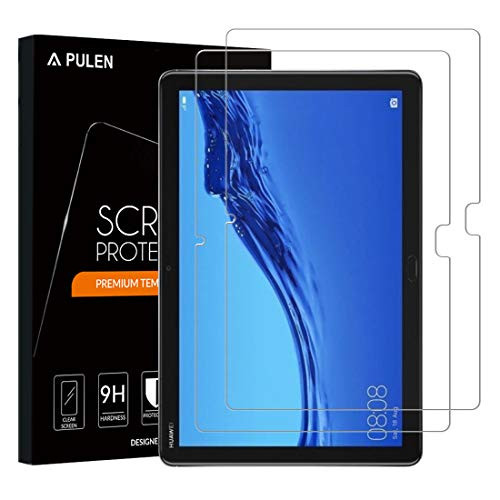 [2 Pack] PULEN Huawei MediaPad M5 Lite 10 Screen Protector,0.3MM Slim HD Clear Easy Installation Bubble Free 9H Hardness Tempered Glass Film for Huawei MediaPad M5 Lite 10 Tablet 2018 (10 Inch)