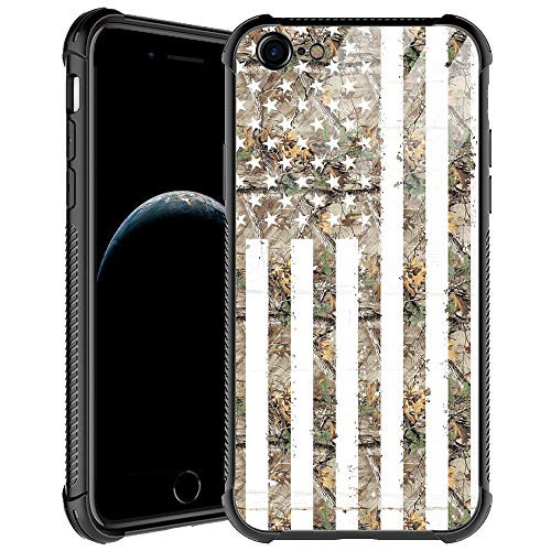 iPhone 6s Plus Case,Green Camouflage American Flag iPhone 6 Plus Cases for Men Boys,Shockproof Anti-Scratch Soft TPU Pattern Design Case for Apple iPhone 6/6s Plus Green Camo USA Flag