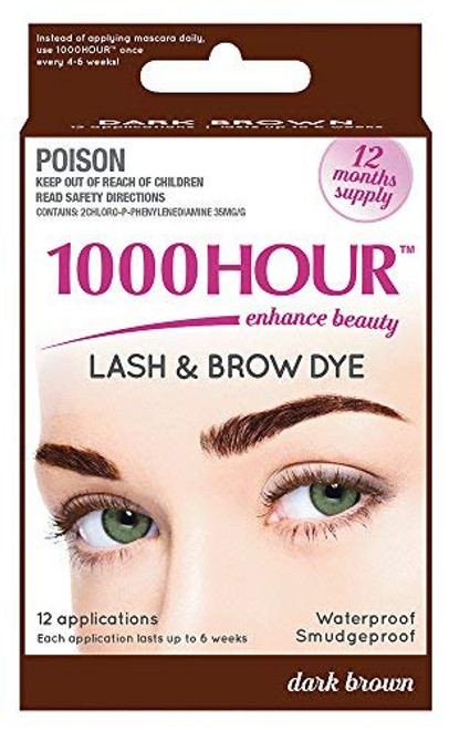 1000 Hour Eyelash & Brow Dye/Tint Kit Permanent Mascara (Dark Brown) 1000 Hour Eyelash & Brow Dye/Tint Kit Permanent Mascara (Dark Brown)