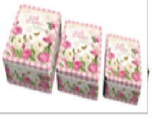 French style multipurpose storage tin, shabby chic, with Floral design set of 3