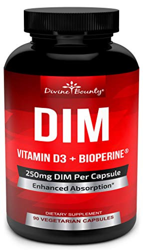DIM Supplement 250mg with Vitamin D3 Plus BioPerine - Diindolylmethane Menopause & Estrogen Support, Hormone Balance Support for Women and Men - 90 Vegetarian Caps