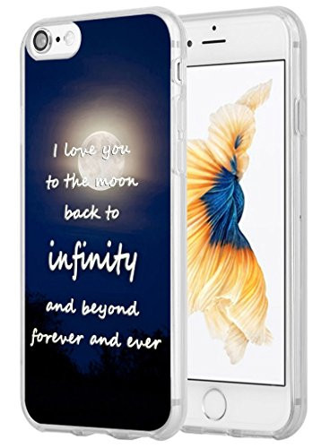 Case for iPhone SE 2020 Sayings About Love,Hungo TPU Protective Cover Compatible with iPhone 8/7 / SE 2020 (SE 2) I Love You to The Moon Back to Infinity and Beyond Forever and Ever Love Sayings
