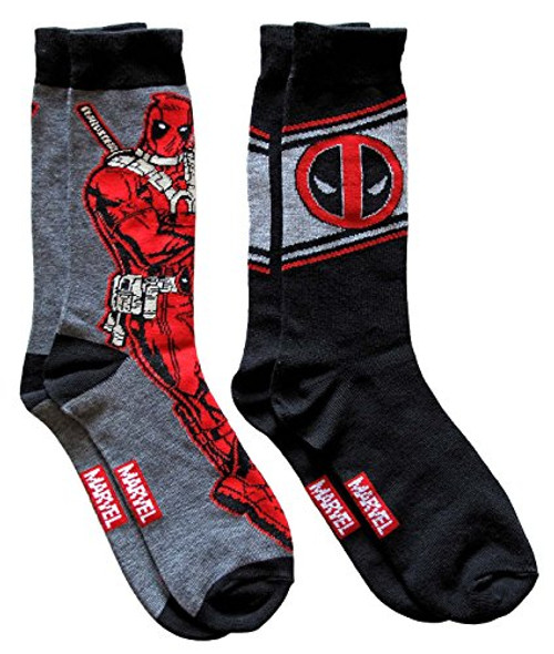 Hyp Marvel Deadpool Character Men's Crew Socks 2 Pair Pack Shoe Size 6-12 Hyp Marvel Deadpool Character Men's Crew Socks 2 Pair Pack Shoe Size 6-12