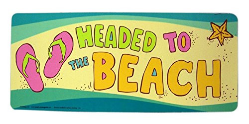 Car Magnet Headed to The Beach Magnetic Decal for Locker or Fridge, 9 Inches