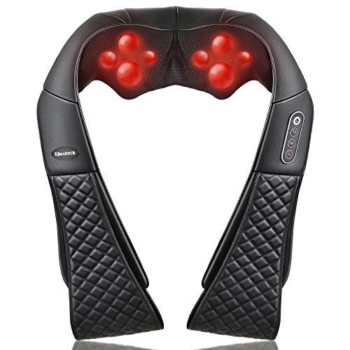 Shiatsu Neck and Back Massager with Heat Electric Shoulder Massagers Deep Tissue Kneading Massage with Longer Strap for Muscles Pain Relief, Best Relax Gifts at Home, Office, Car