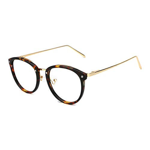 TIJN Blue Light Blocking Vintage Round Metal Optical Eyewear Non-prescription Eyeglasses Frame for Women