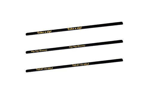 5.75 Black Paper Straw Gold Print Quotes Unwrapped 200ct