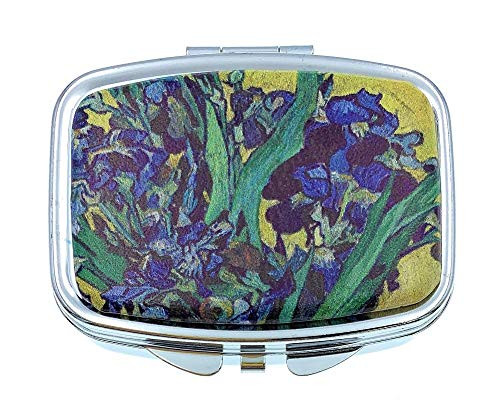 Value Arts Pill Box, Vincent Van Gogh Irises, 2 Compartments, 2.25 Inches Wide
