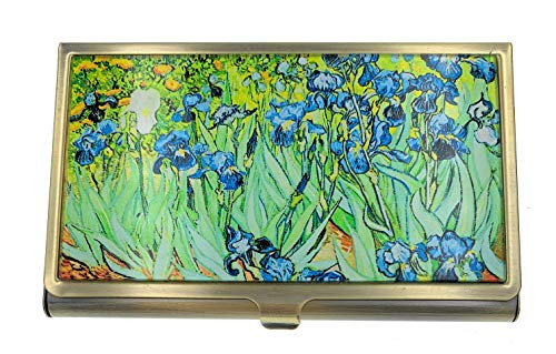 Value Arts Vincent Van Gogh Irises Business Card Case, Brass and Glass Value Arts Vincent Van Gogh Irises Business Card Case, Brass and Glass