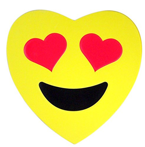 Emoji Emojicon Foam Heart Valentines Day Box with Gummy Candy, 3.17 oz (Smiling Face Heart Eye Emoji Face)