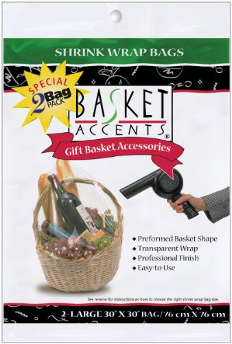 Photo Frog Basket Accents Shrink Wrap Bags Large 30 inch x 30 inch 2 Pack Clear 66043 (3-Pack)