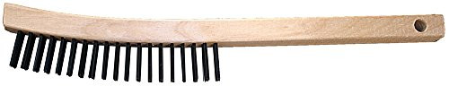 PFERD 85002 Hardwood Curved Handle Wooden Block Scratch Brush.012 Carbon Steel, 3 x 19 Wire Rows, 13-3/4" Length x 7/8" Width Block (Pack of 12)