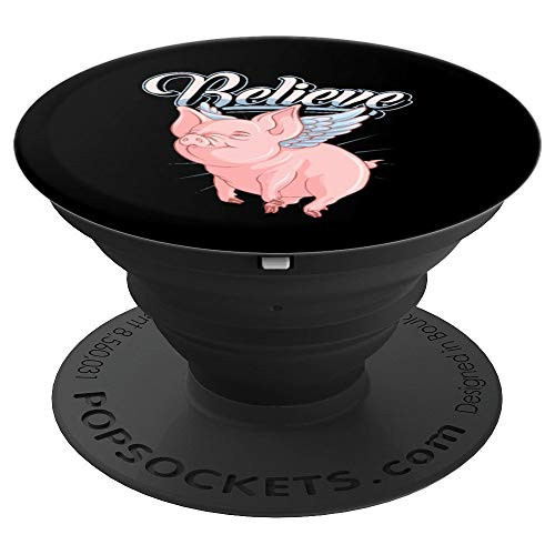 Funny Cute When Pigs Fly Believe Idiom PopSockets Grip and Stand for Phones and Tablets