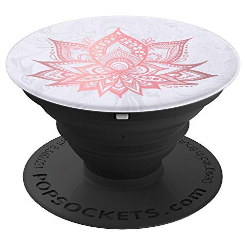 Lotus Flower Mandala Light Rose Pink Trendy Floral Pattern PopSockets Grip and Stand for Phones and Tablets