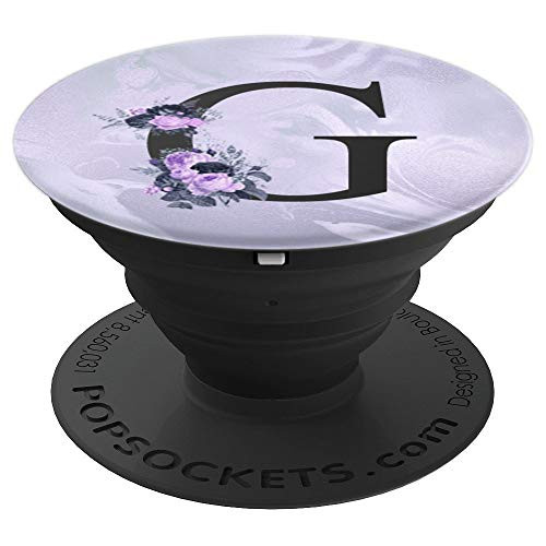 Initial Letter G Purple Lavender Floral Monogram For Women PopSockets Grip and Stand for Phones and Tablets