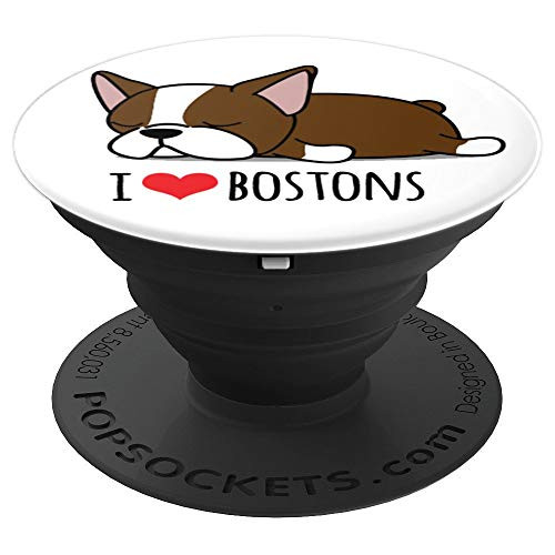 I love Bostons, Cute Red Boston Terrier PopSockets Grip and Stand for Phones and Tablets