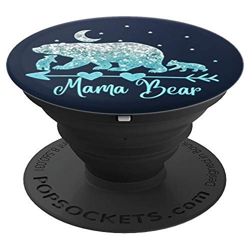 ice light Blue Mama bear Two cubs On Dark Navy Blue PopSockets Grip and Stand for Phones and Tablets ice light Blue Mama bear Two cubs On Dark Navy Blue PopSockets Grip and Stand for Phones and Tablets