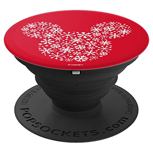 Disney Mickey Mouse Icon Holiday Snowflakes Red Background PopSockets Grip and Stand for Phones and Tablets