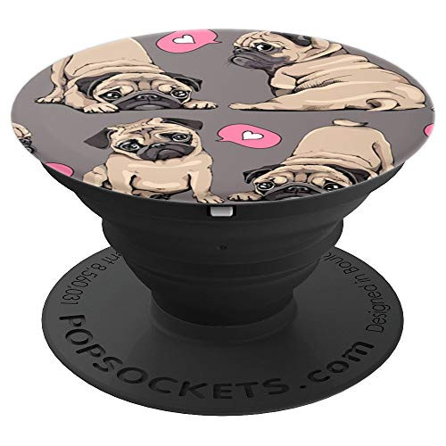 Pug Love Phone Holder Pug Lovers Pug Pattern With Hearts PopSockets Grip and Stand for Phones and Tablets Pug Love Phone Holder Pug Lovers Pug Pattern With Hearts PopSockets Grip and Stand for Phones and Tablets