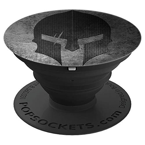 Epic Black and Gray Spartan Mask Popsocket Grunge Style PopSockets Grip and Stand for Phones and Tablets