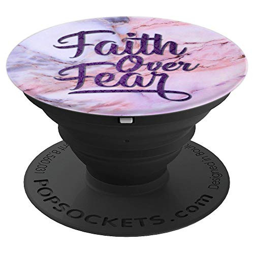 Dark Purple Faith Over Fear Phone Grip On Pink gray Blue PopSockets Grip and Stand for Phones and Tablets