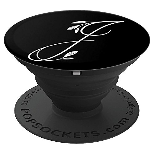 Letter J Monogram Gift Floral Design Flower Font Initial J PopSockets Grip and Stand for Phones and Tablets