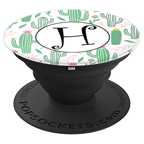 Cactus Popsocket H Initial- Pop Socket Letter H - Monogram PopSockets Grip and Stand for Phones and Tablets