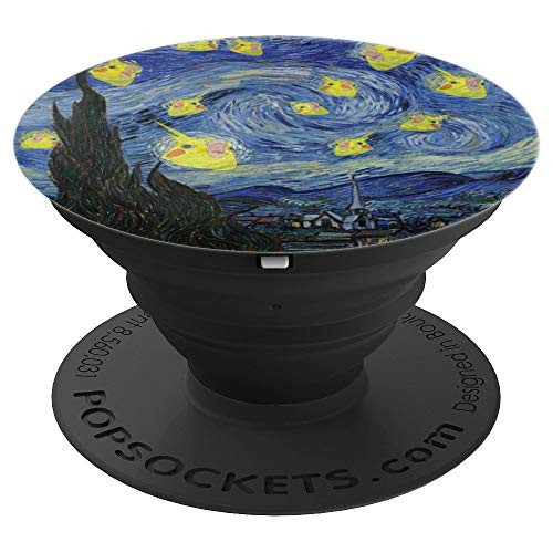 Screaming Cockatiel Birb Memes Bird Parrot Starry Night PopSockets Grip and Stand for Phones and Tablets